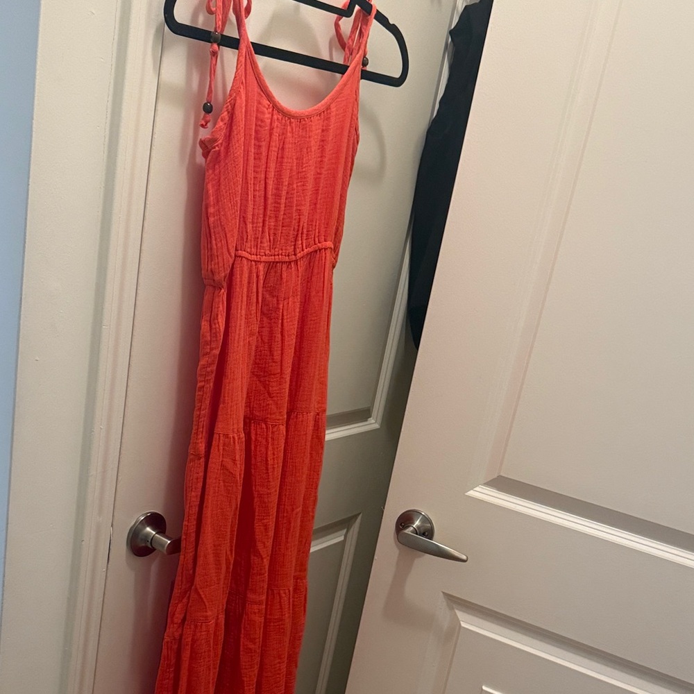 Bright Orange Sleeveless Maxi Dress